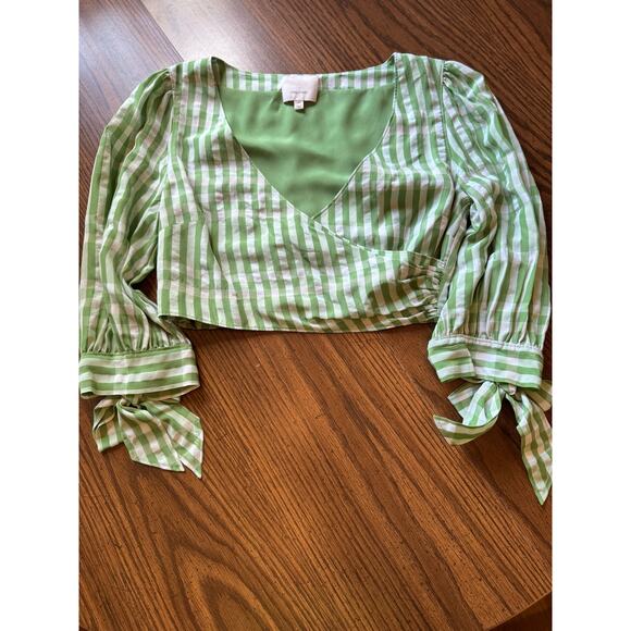 Cinq à Sept Flora crop Top green checkered size XS - Picture 8 of 9